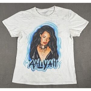 aliyah Rap Tee Mens L White Graphic Shirt R&B Hip Hop Y2K Style